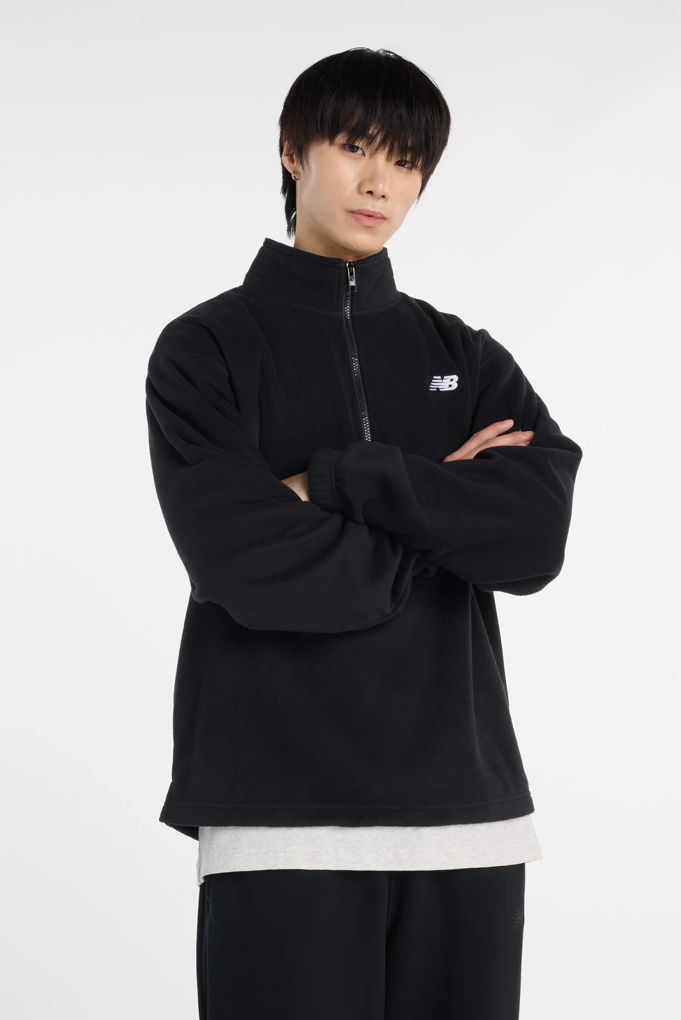 Чоловічий чорний реглан Polar Half Zip New Balance MT53802BK — MD